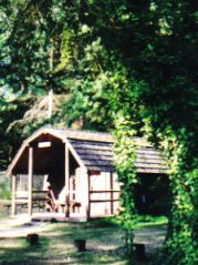 Log camping cabin sleeps 4 comfortably